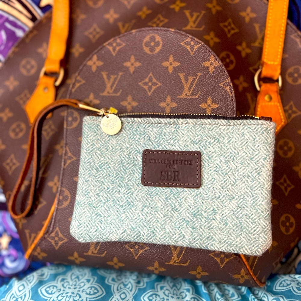 WILL BEES BESPOKE FOR..? Luxury designer monogrammed “SBR” Euro Wool wristlet